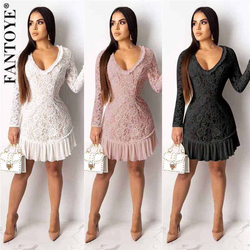 FANTOYE, Boho seeсквозное женское платье для вечеринки, сексуальное, v-образный вырез, кружево, вышивка, белые платья с открытой спиной, женские элегантные открытые платья