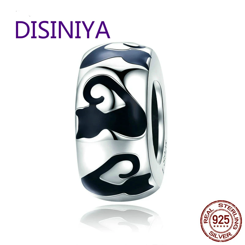 Модные штабелируемые длинные эмалированные бусины из стерлингового серебра 925