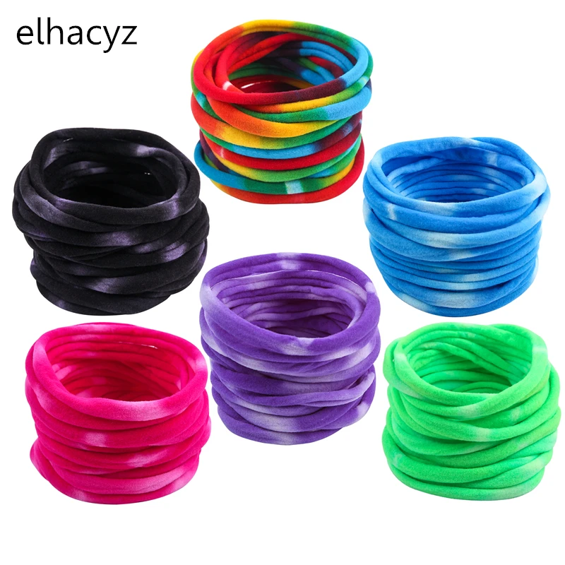 20pcs/lot New Chic Tie-dyed Colors Hot-sale Super Nylon Elastic Solid Headband For Kids DIY Hair Accessories Fashion Headwear 110pcs lot baby girls super soft nylon headbands diy band for hair set headband on the head hair band 2023 baby hair accessories