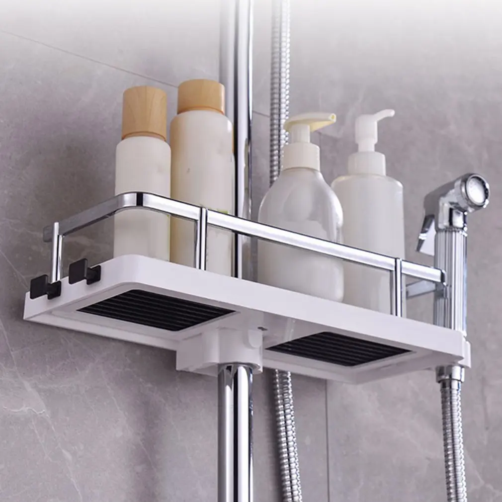 Single Layer Shower Shelf Bathroom Storage Shelf Shampoo Tray Free Drilling Lifting Shower Head Bar