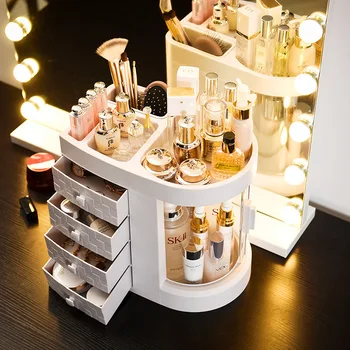 

Fashion Makeup Organizer Large Capacity Dustproof Bathroom Cosmetic Storage Box Desktop Beauty Storage Drawer Makeup Organizer