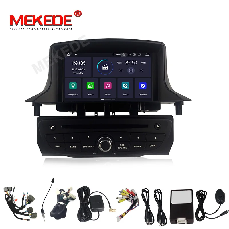 MEKEDE 8 дюймов Android9.0 ips экран Автомобильный мультимедийный плеер для Renaul T megane3 с dvd-плеером автомобиля gps навигатор радио кассеты