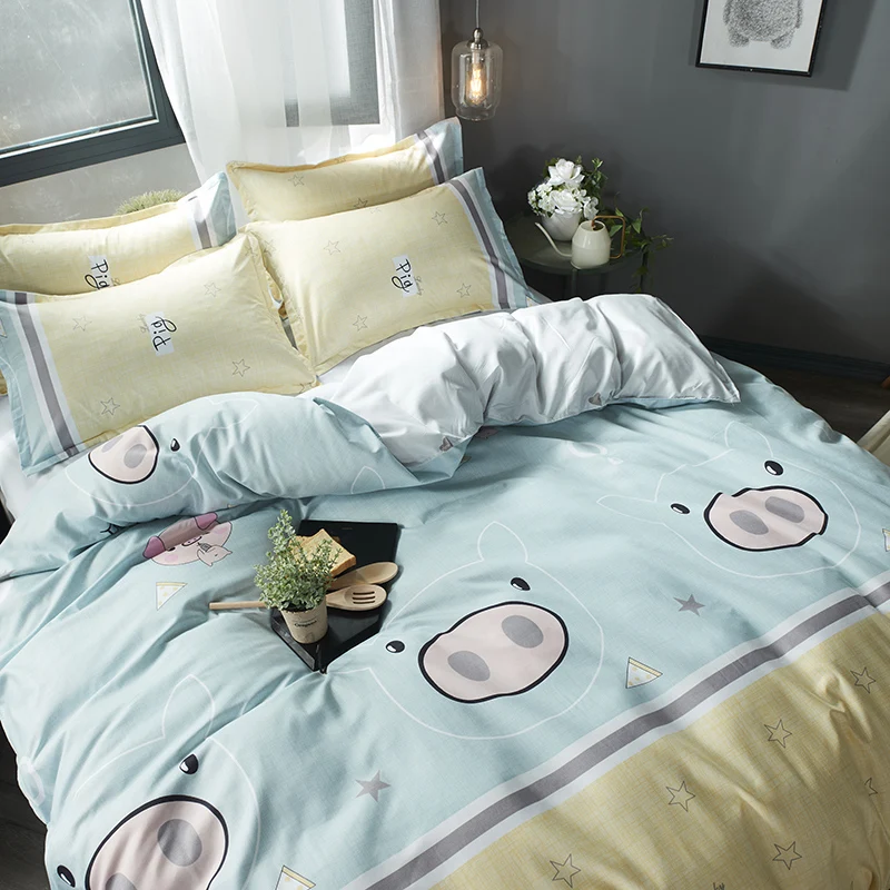 

Denim Bed Sheet Quilt Cover Student Dormitory Single Bed Bedding Quilt Three-Piece Set