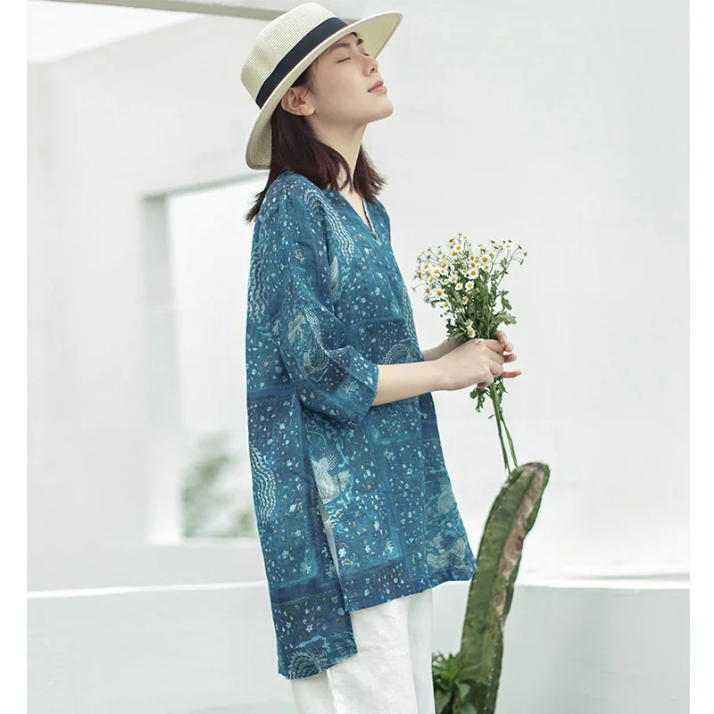 SCUWLINEN 2020 Summer Autumn Women Tops Retro