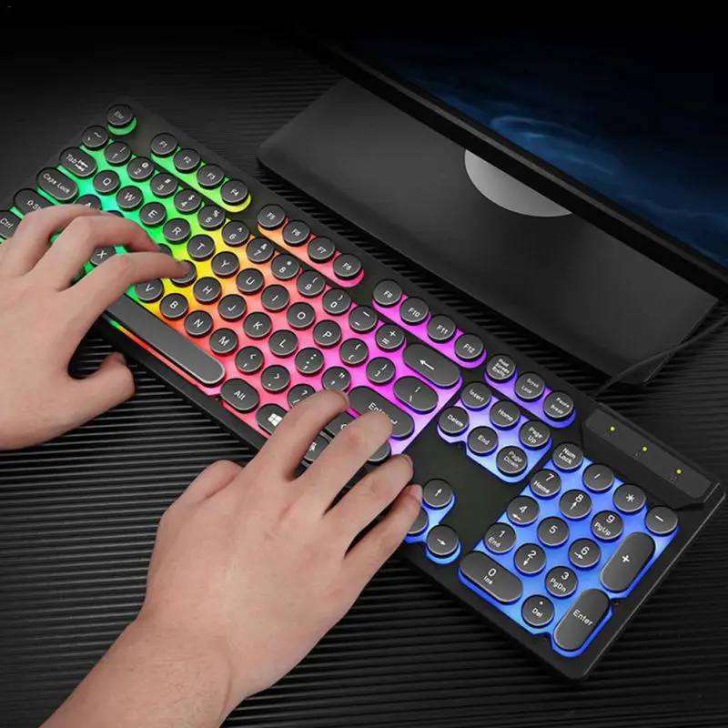 Greatlizard Проводная Механическая Подсветка клавиатуры портативные игры USB мышь клавиатура с подсветкой игры сенсорная мышь набор