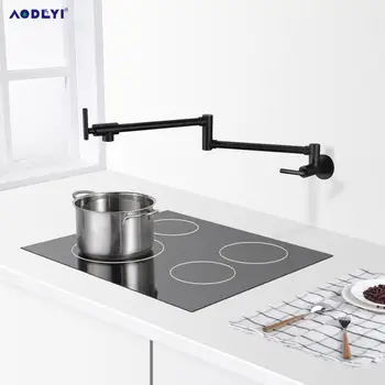 

100% Solid Brass Pot Filler Tap Wall Mount Kitchen Faucet Single Cold Single Hole Tap Chrome Nickel Alba Black