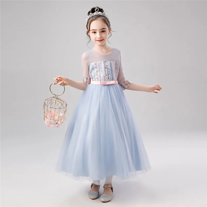 Girls formal dress Floral Kids Girls Princess Bridesmaid Pageant Gown Birthday Party Wedding Dress vestido robe fille #4O29 (4)