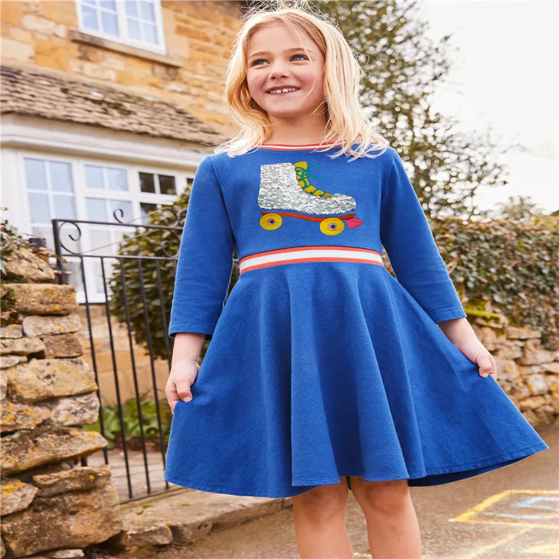 

Long Sleeve Princess Girls Dresses Cotton Autumn Spring Baby Clothing Party Tutu Kids Dress Beading 2019 Children Girls Dresses