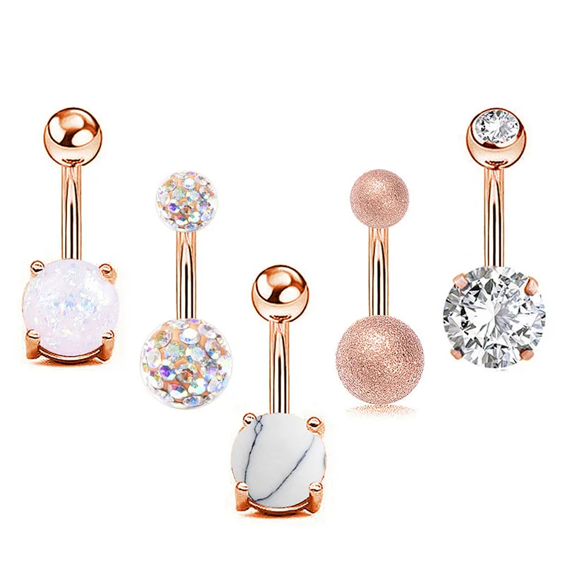 

5 pcs/set sexy crystal puncture Women Beauty Navel Button Rings Medical Steel Belly Navel Piercing Ring Body Jewelry Pendientes