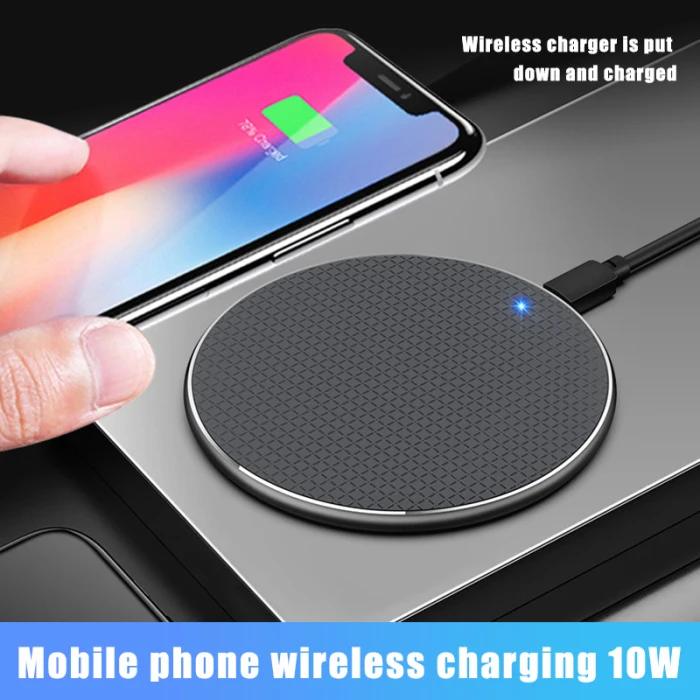 Mobile Phone Wireless Charger Fast Charging Round Ultra Thin Anti-slip for Home Office JR Deals