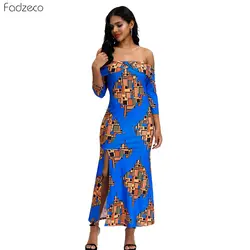 Fadzeco Africn платье для женщин 2019 Новинка Kanga одежда Сексуальная одно плечо Дашики Этнические Традиционные цветочные печати вечерние каникулы