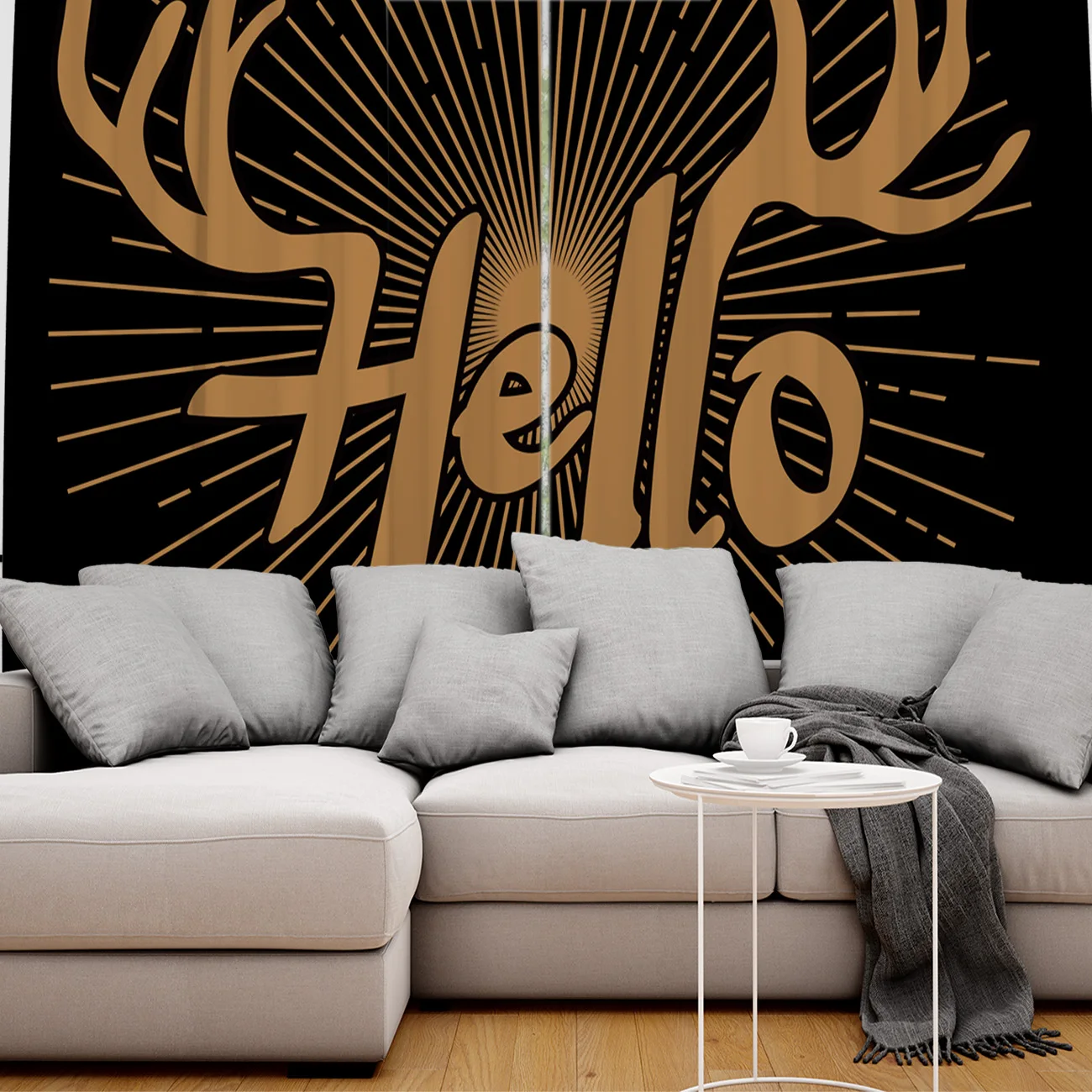 Рождественский тематический рога Hello черный фон дизайн затемненные оконные занавески s занавески для гостиной кухни затемненные занавески s