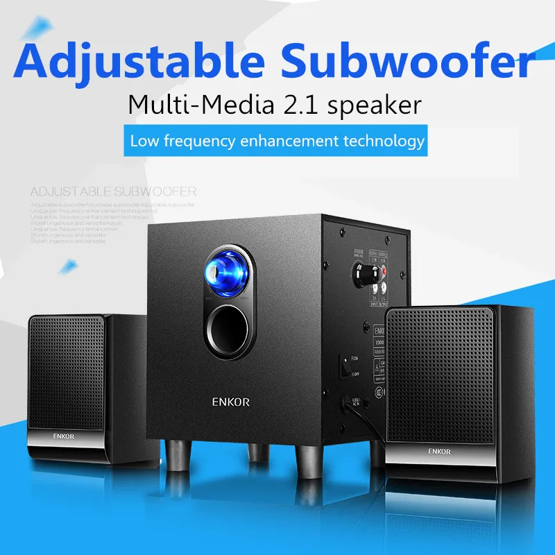 

20W Wooden Subwoofer 2.1 Sound Channel Computer Speaker Bass Desktop PC Laptop Subwoofer with 3.5mm Audio Plug