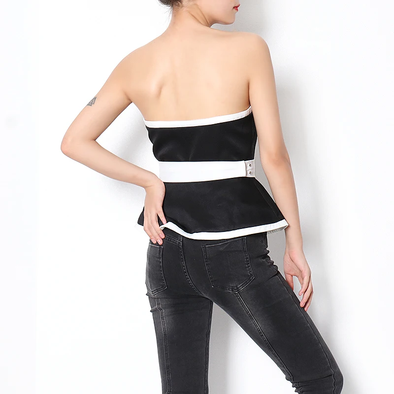 TWOTWINSTYLE Patchwork Bowknot Short Tops For
