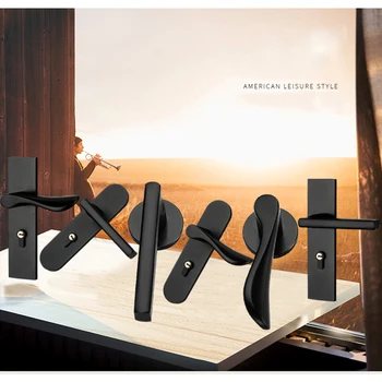 

New American Black Interior Door Llock Bbedroom Split Mute Magnetic Lock Room Door Lock Handle Lock