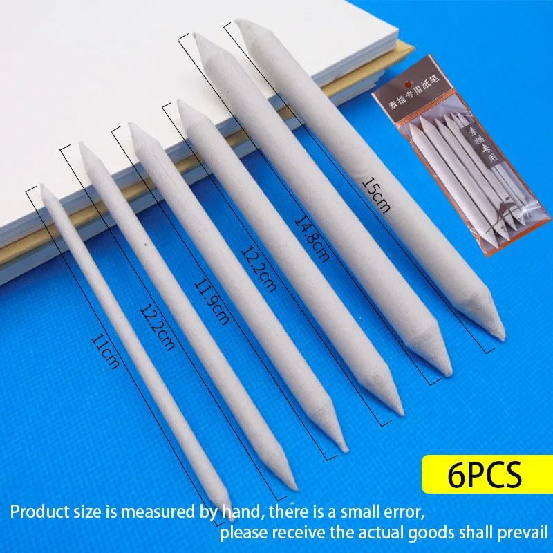 3/6pcs Blending Smudge Sketch Paper Stump Stick Set Double Head Durable White Art Charcoal Sketch Drawing Tool Art Supplies