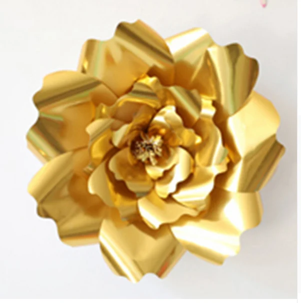 1Pc 40cm gold 1 шт. бумажные цветы ручной работы большие гигантские поддельные бумажные цветы Свадебные украшения розы искусственные поделки для детской цветочной бумаги цветок - Цвет: 1Pc 40cm gold