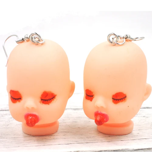 ER093 Kawaii жуткий ребенок кукольные серьги крюк милый есть соска ER784 - Окраска металла: ER093