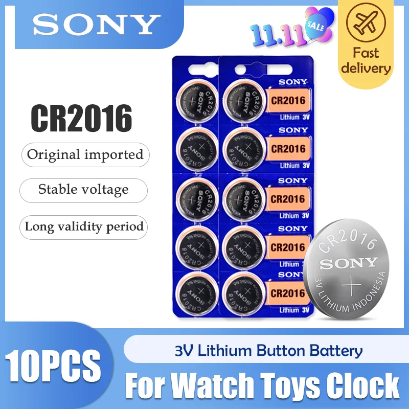 10 шт./лот sony CR2016 3V 100% оригинальный литиевый аккумулятор для автомобильных часов
