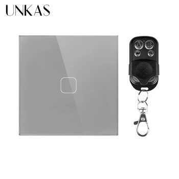 

UNKAS EU/UK Standard Gray Smart Home Wireless Remote Control Light Switch 1/2/3 gang RF433 Remote Control Wall Touch Switch