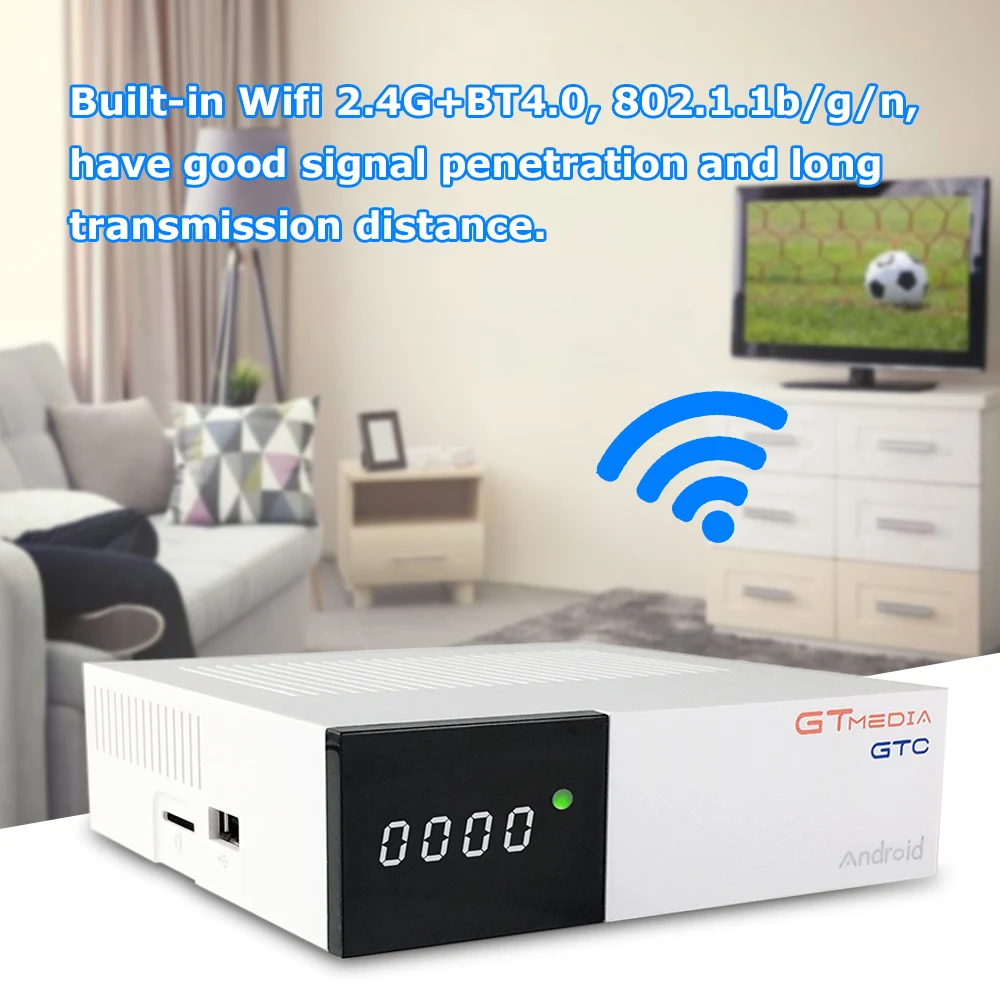 GTMEDIA GTC Android 6,0 tv BOX DVB-S/S2 DVB-T/T2 телеприставка 4K медиаплеер Amlogic S905D 2 ГБ/16 ГБ 2,4 г WiFi BT4.0 ТВ приемник