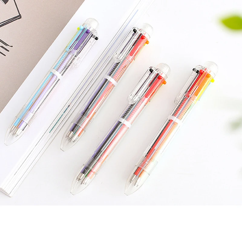 Creative Multicolor Ballpoint Pen Lovely Oil Pen Stationery Press Six Color Pen 