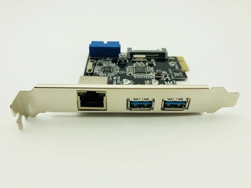 2 портами плата PCI Express USB 3,0+ RJ45 Gigabit Ethernet сетевой спереди Панель с Управление карта адаптера SATA& 20 контактный разъем