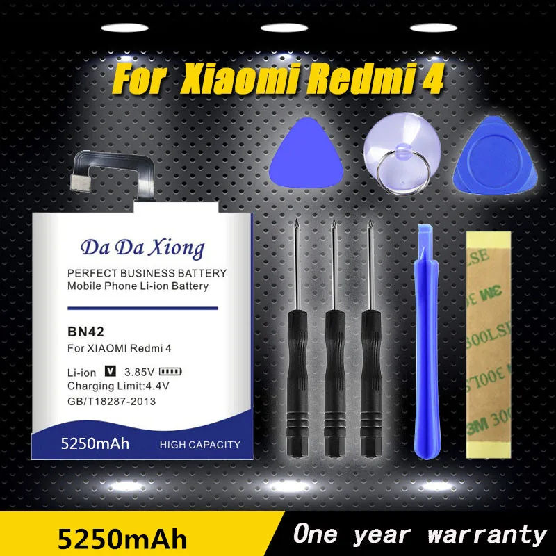 Новинка 5250mAh Модель [BN42] батарея для Xiaomi Redmi 4 батарея, BN 42 батарея для Xiaomi Hongmi 4 для 2G ram 16G rom Edition