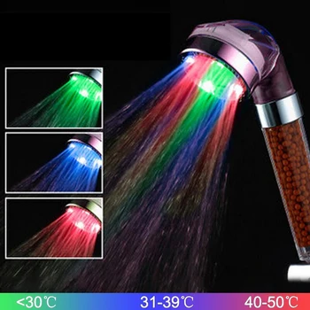 

7 Colors Changing LED Shower Head Handheld Automatic Rainfall Waterfall Shower Head RGB Lights Water Saving Shower Sprayer