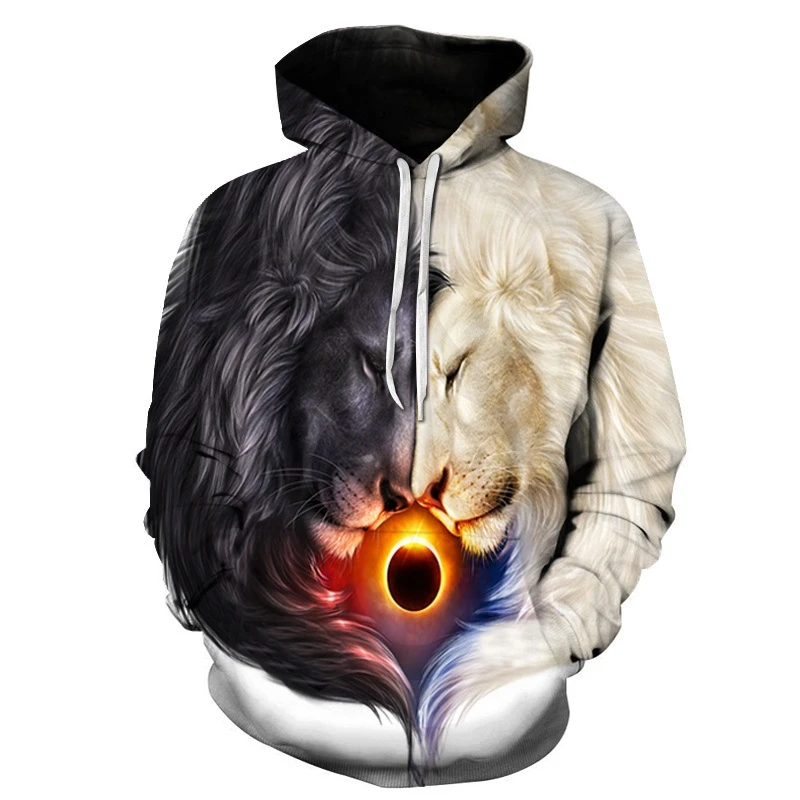 

Fashion Hoodies Men Hip Hop Autumn Long Sleeve Pullover Tracksuits 3D Lion Printed Tops Casual Sweatshirt Hoody