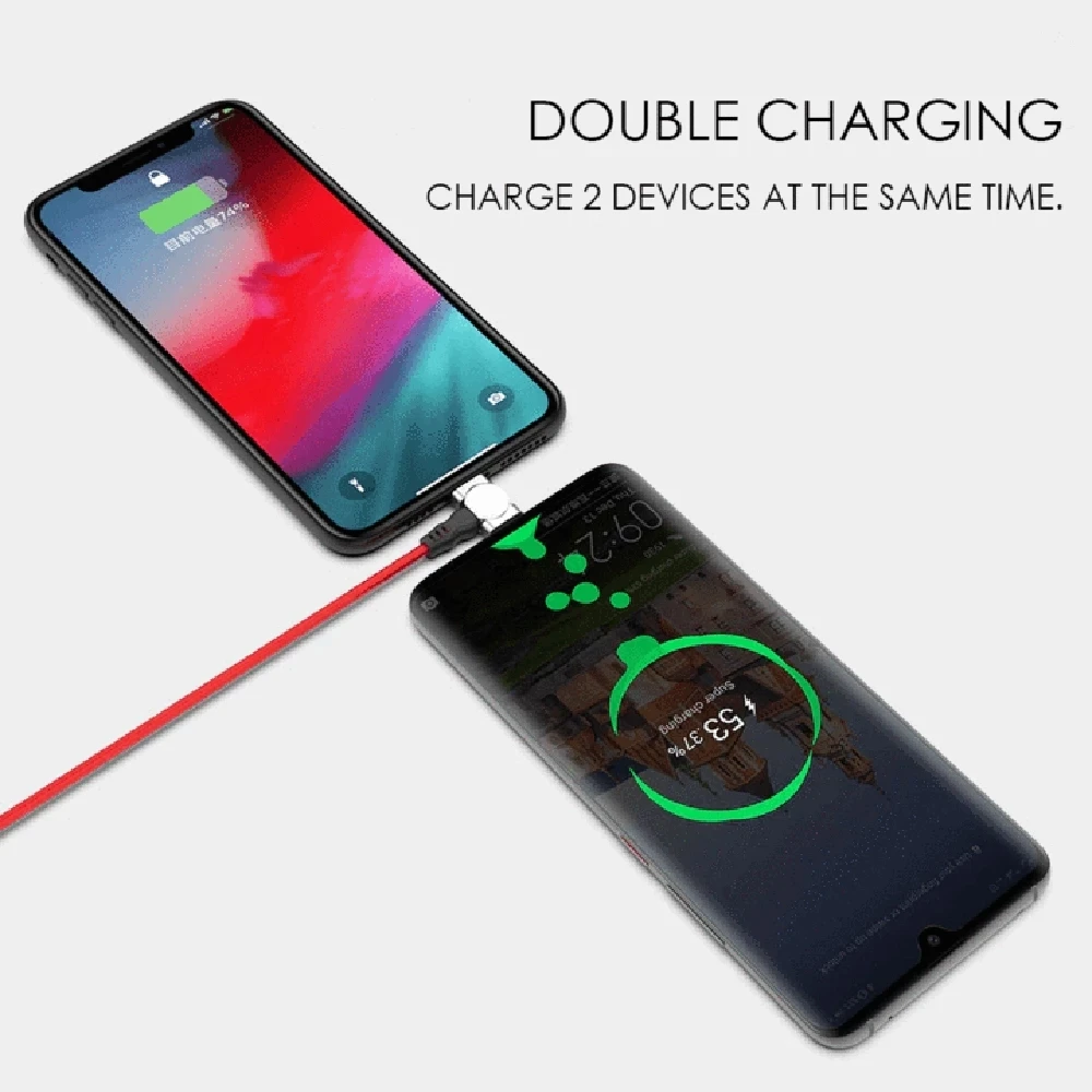 Магнитный usb-кабель для зарядного устройства с разъемом type-C, зарядный кабель для сотового телефона, 2 в 1, вращающийся кабель для iPhone XR, быстрая зарядка, Micro USB