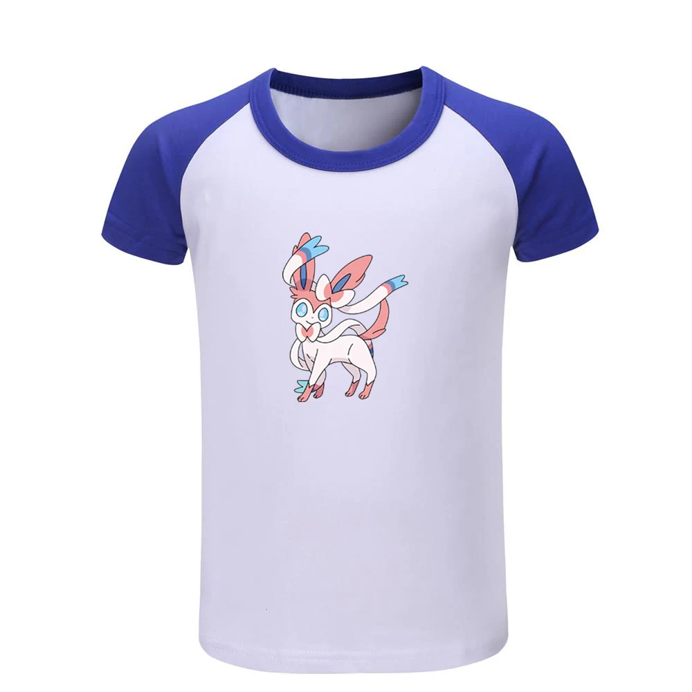 Футболки с покемоном eevee family Sylveon Детские хлопковые футболки рисунком топы