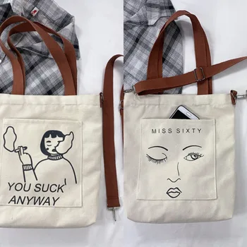 

Fashion Women Shoulder Bags 2019 Brand New Cartoon Print Messenger Bags Female Casual Soft Zipper Canvas Crossbody Bags Handbags