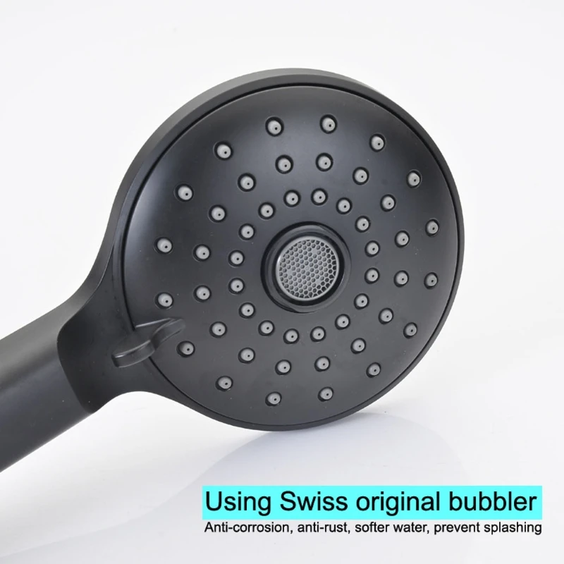 Hand Held Black Shower Head with Long Hose High Pressure Massage Spa