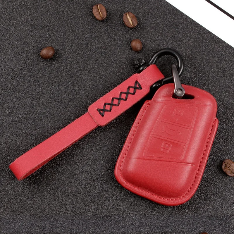 Кожаный чехол для ключей автомобиля для Volkswagen Passat B8 Skoda Superb A7 - Название цвета: red set 01