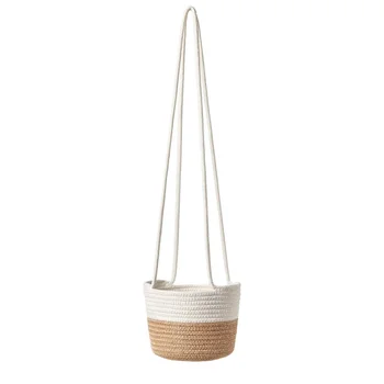 

1PC Cotton Rope Hanging Flowerpot Weaving Plants Planting Pot Hanging Rope Flower Basket Woven Plant Planting Basket for Home In