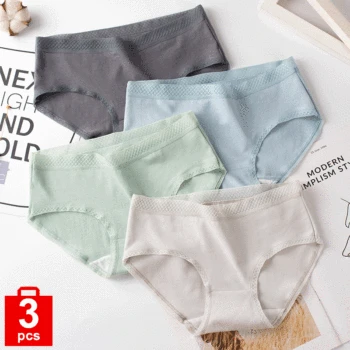 

Cotton Panties Antibacterial Pants underwear women pantie Skin-friendly Comfortable Mid waist Lingerie 3 pieces in a pack
