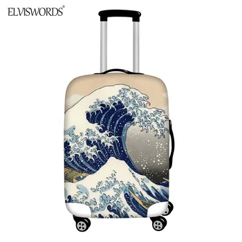

ELVISWORDS Wave Pattern Suitcase Protective Covers Zipper Elastic Thick Luggage Cover For 18-32Inch Travel Accessories