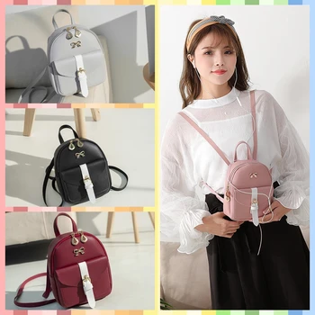 

Popular Cute Bagpacks Bow Package 2020 Function Small Backpack Woman Bag for Ladies Girl Womens Phone Make-up Punch Back Pack