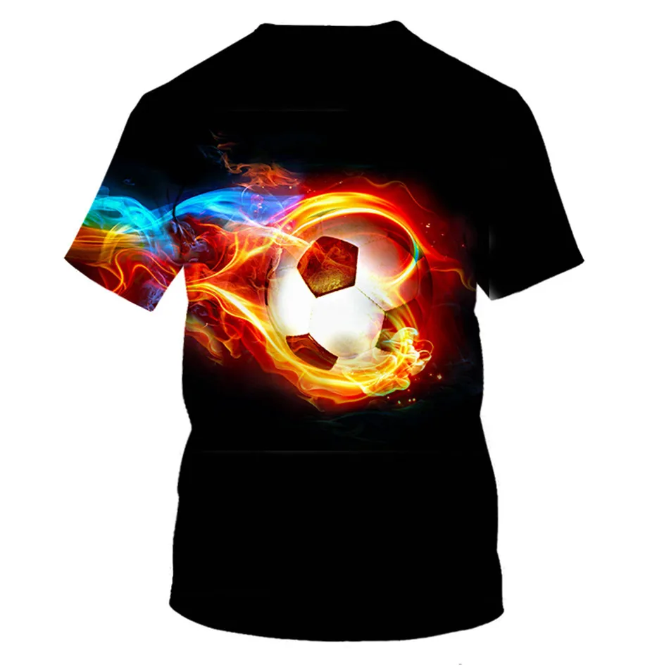 verão crianças moda camiseta engraçado fogo impressão de futebol meninos menina crianças adolescente bebê legal tshirts topos