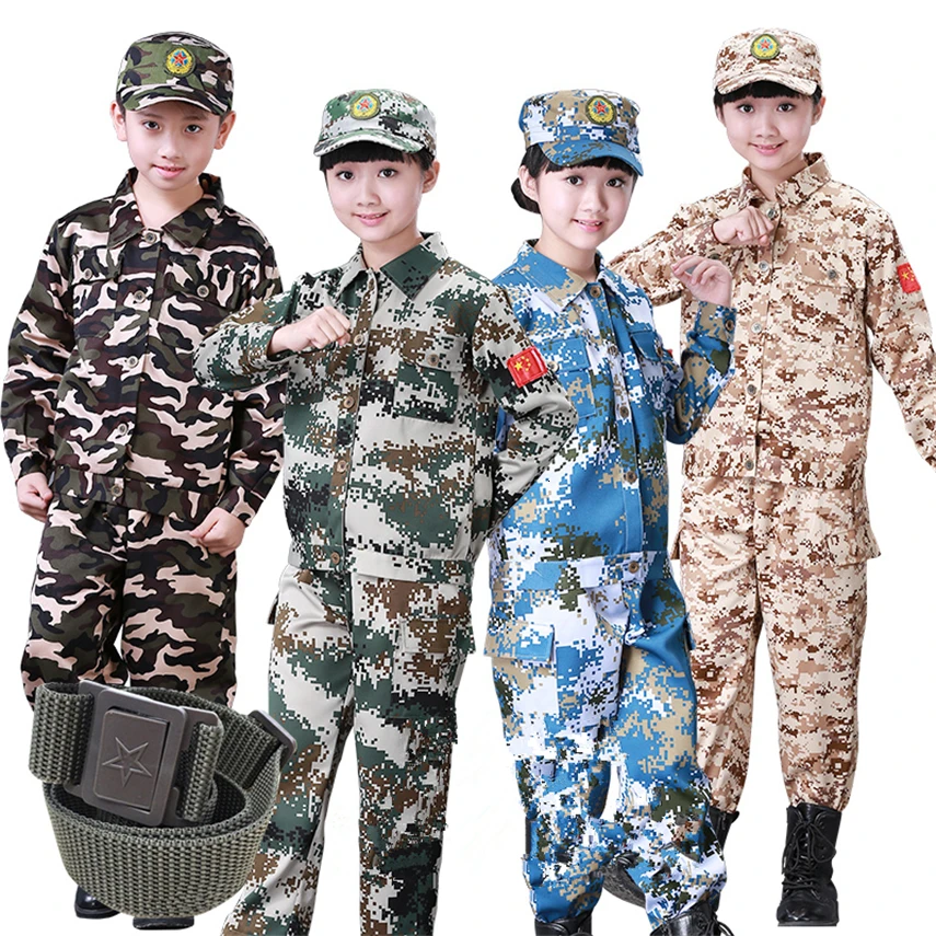 

10Color Kids Army Military Uniform Camouflage Clothes Special Forces Team Summer Camp School Student Military Training Clothing