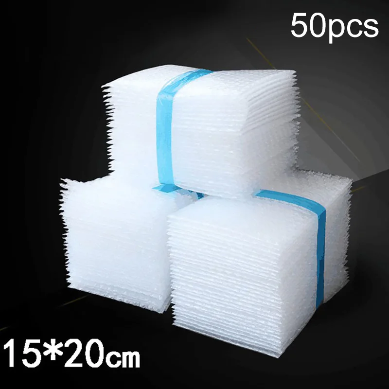 

50pcs Plastic Wrap Envelope White Bubble Packing Bags Shockproof Double Film Mailers Padded Bag 15*20CM