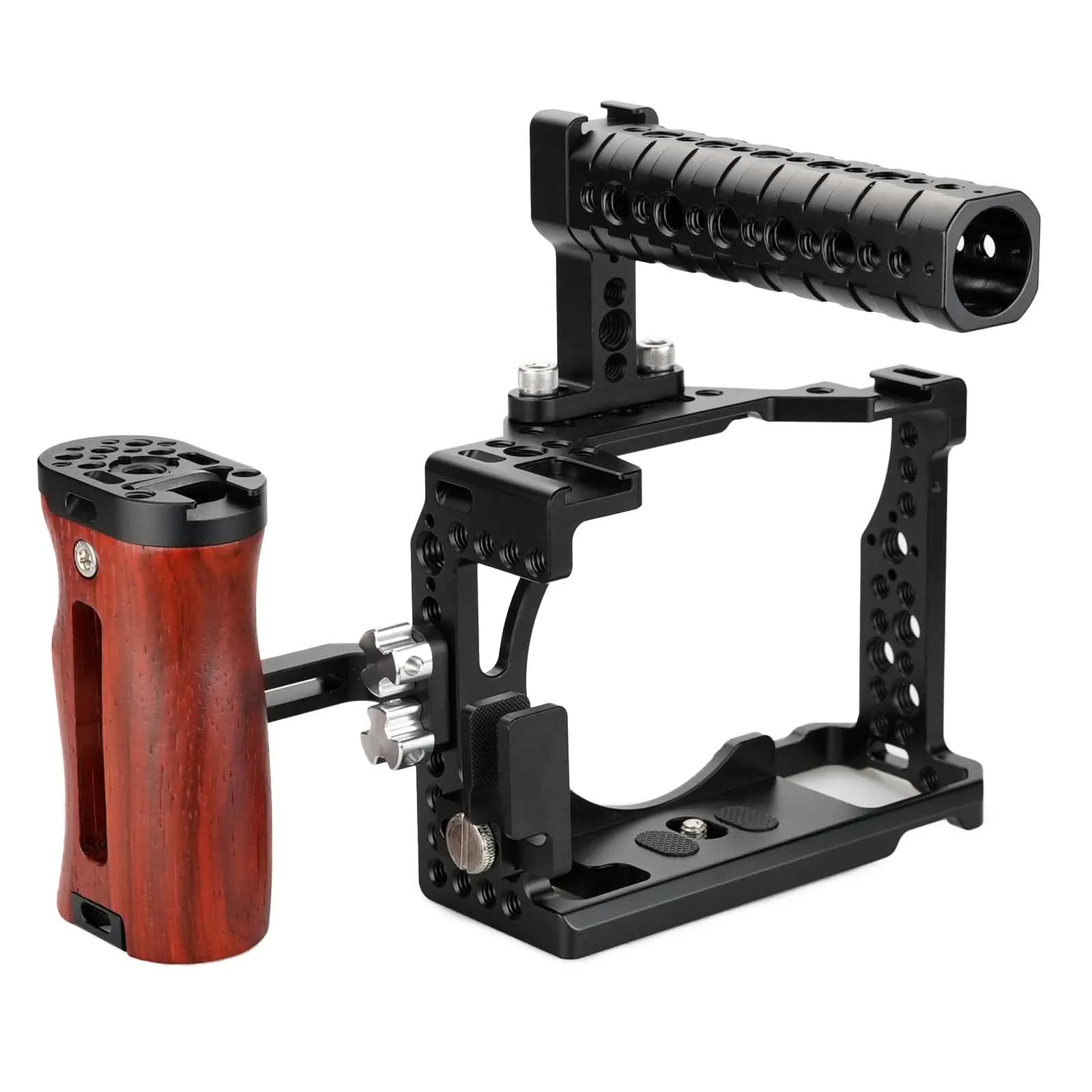 MAGICRIG Cage Kit with Top handle+Wooden Side Handle +HDMI-compatible Cable Clamp for Sony A7RIII/A7RII/A7SII/A7M3/A7II/A7III