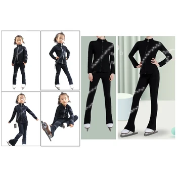 

Ice Figure Skating Outfit Soft Skate Pants Jacket Girl Women Dancing Leggings Trouser Coat Compression Elastic Pants Sportswear