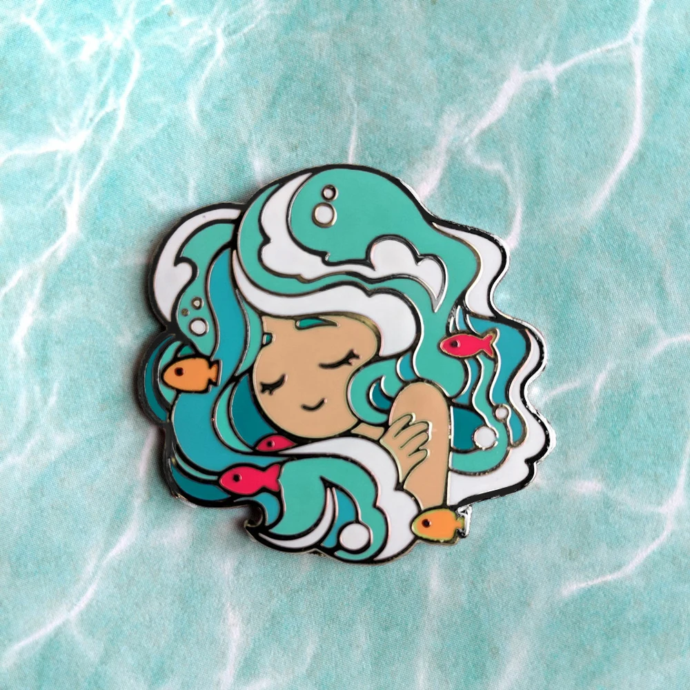 Spilla Kawaii Frutti Di Mare Smalto Duro Bella Sirena Cartoni Animati Animali Spilla Pesce Piccolo Gioielli Moda Bavero Zaino Pin S Decor