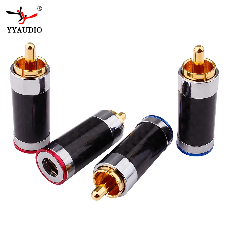 YYAUDIO разъем RCA штекер из углеродного волокна позолоченный штекер HiFi аудио разъем динамик RCA разъем адаптер припой провода RCA Termina