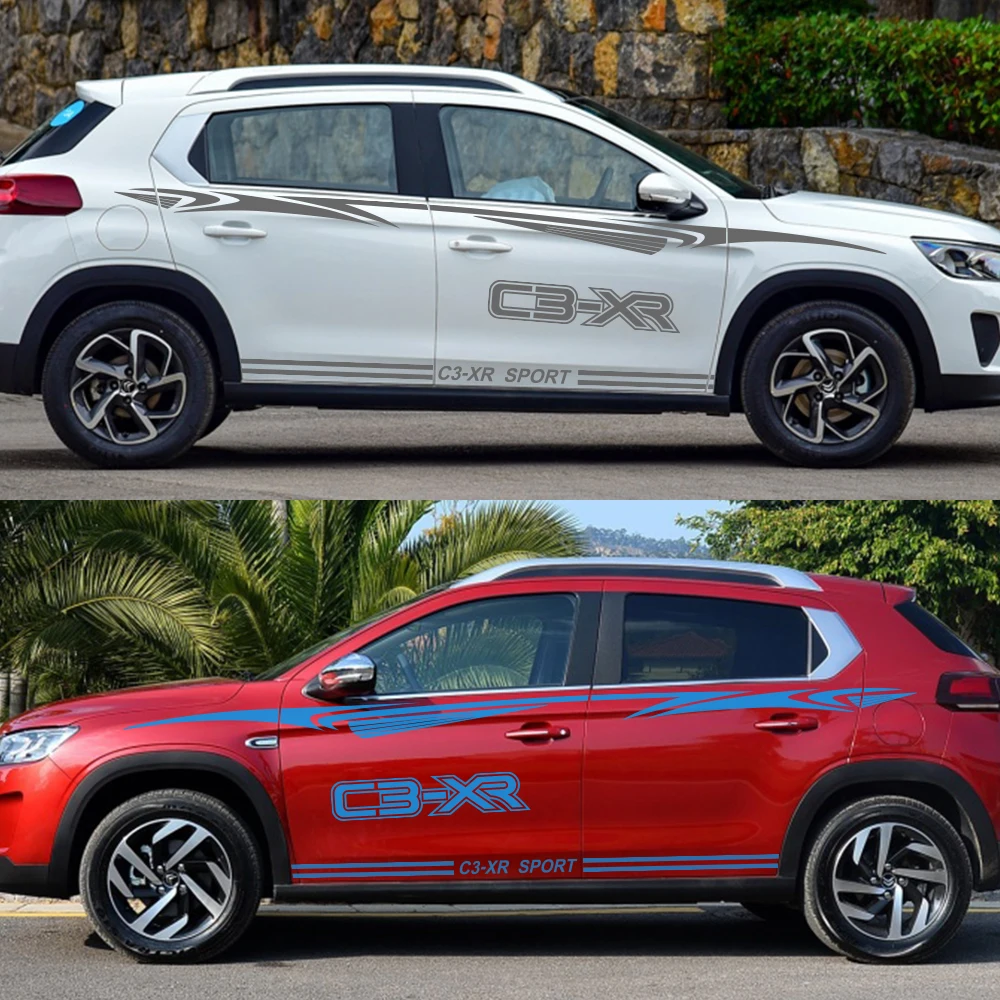 2 шт. для Citroen C3-XR, длинные боковые наклейки на дверь автомобиля, стильные авто виниловые наклейки, DIY Стайлинг, тюнинг автомобилей, автомобильные аксессуары