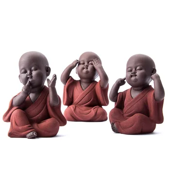 

Ceramic Buddha Statue Tea Pet Purple Sand Monk Home Decoration Buddhist Monk Miniatures Ornaments Crafts Buddhism Gift Bonze Zen