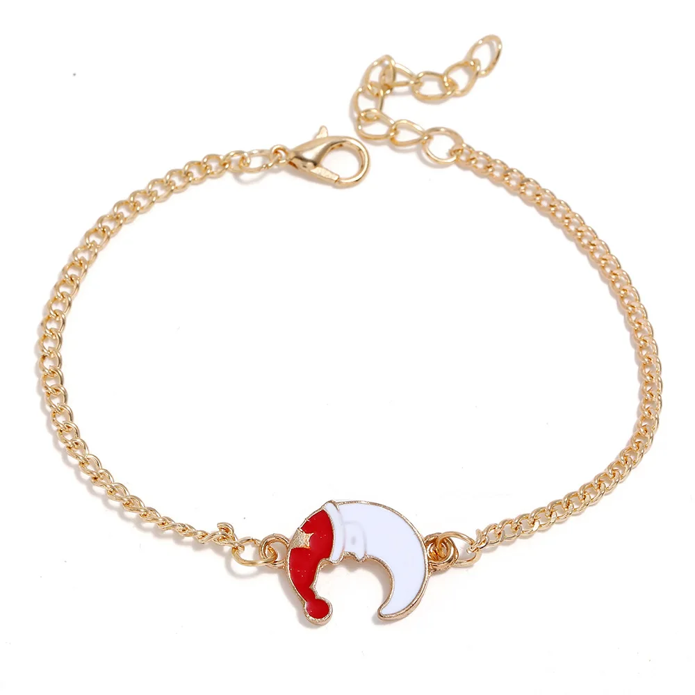 VN Christmas set jewelry Santa Claus Elk Bell cartoon earring necklace ring bracelet 4 piece set