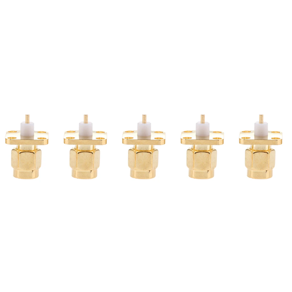 10-Pack SMA Male RF Coaxial Adapter 4 Holes Panel Mount Solder Post Plug Jack Connector